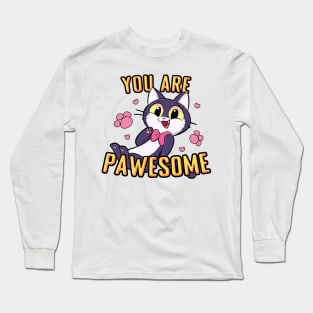 Cartoon Cat - You Are Pawesome Long Sleeve T-Shirt